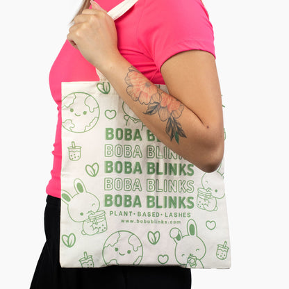 Girl With Pink Shirt Carrying Cute Design Cotton Tote Bag