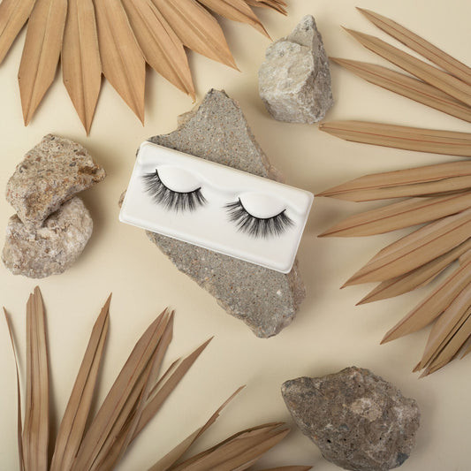 Hemp Lashes with natural, earthy nature props