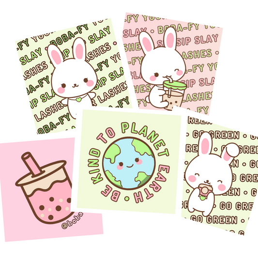 Kawaii Sticker Pack For Boba Theme Eco Eyelash Brand