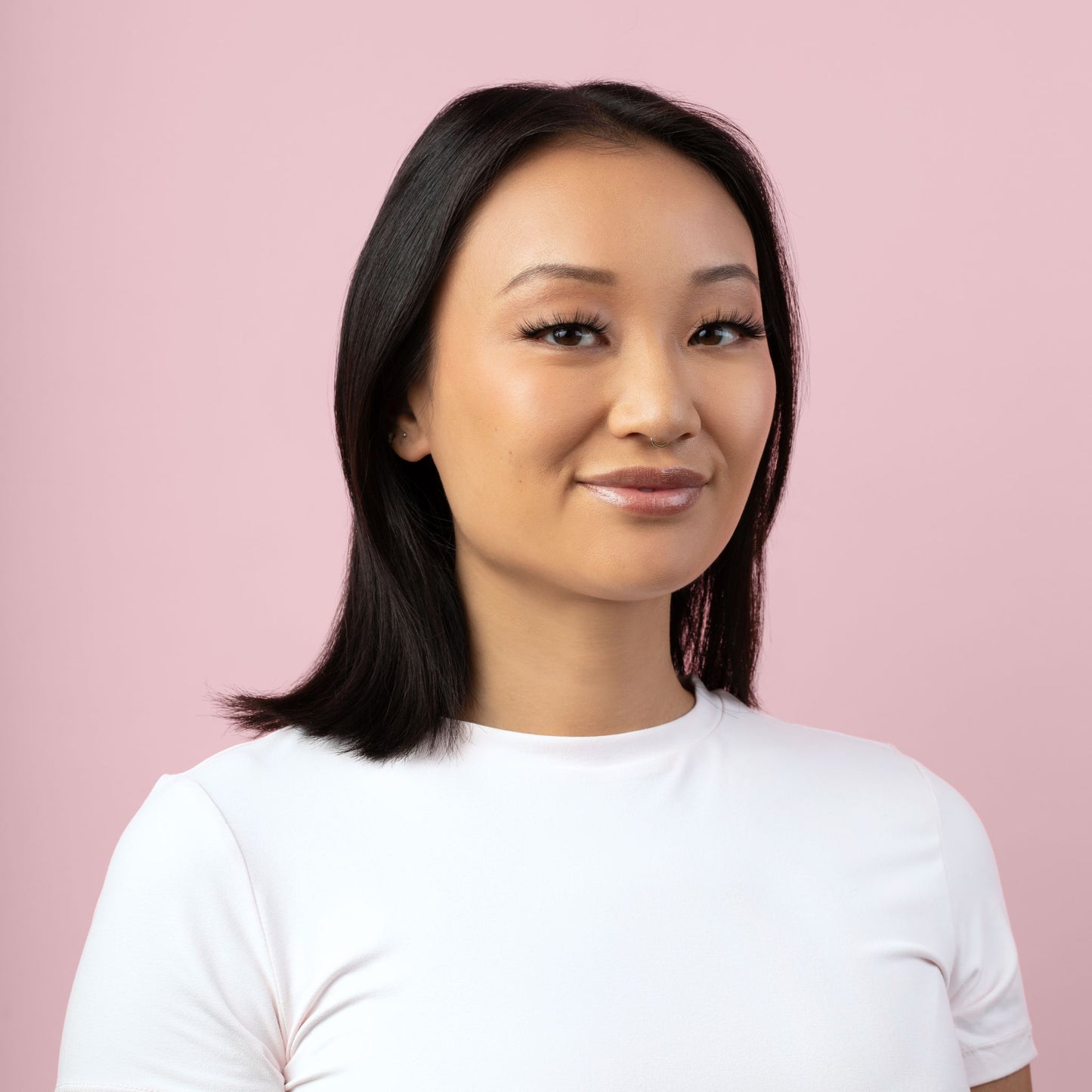 Asian Girl Smiling Wearing Hemp Lashes