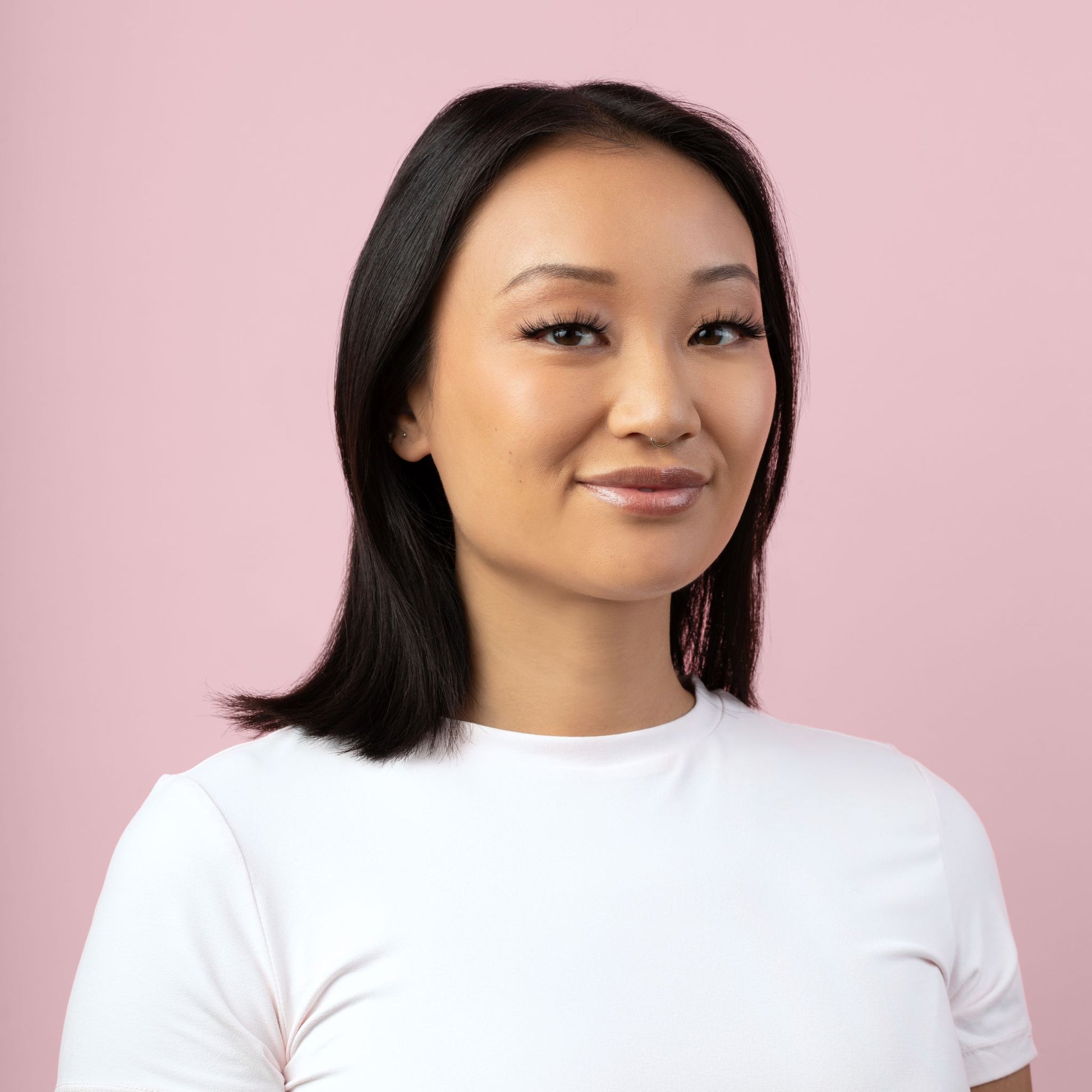 Asian Girl Smiling Wearing Hemp Lashes
